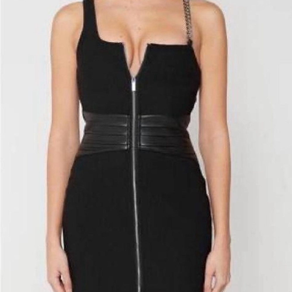 Manière De Voir one shoulder chain dress.